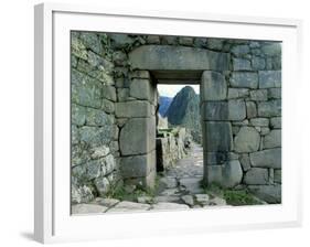 View Through Stone Doorway of the Inca Ruins of Machu Picchu in the Andes Mountains, Peru-Jim Zuckerman-Framed Photographic Print