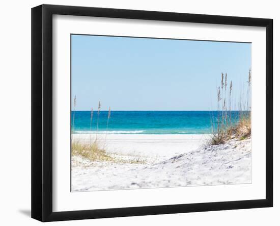 View through the Dunes to the Blue Ocean of Pensacola Beach-Sonja Filitz-Framed Photographic Print