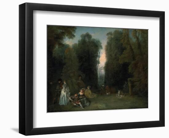 View Through the Trees in the Park of Pierre Crozat, 1715-Jean-Antoine Watteau-Framed Premium Giclee Print