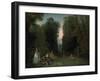 View Through the Trees in the Park of Pierre Crozat, 1715-Jean-Antoine Watteau-Framed Premium Giclee Print