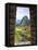 View Through Window of Ancient Lost City of Inca, Machu Picchu, Peru, South America with Llamas-Miva Stock-Framed Stretched Canvas