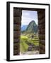 View Through Window of Ancient Lost City of Inca, Machu Picchu, Peru, South America with Llamas-Miva Stock-Framed Premium Photographic Print