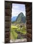 View Through Window of Ancient Lost City of Inca, Machu Picchu, Peru, South America with Llamas-Miva Stock-Mounted Photographic Print