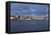 View to City of Liverpool from River Mersey, Liverpool, Merseyside, England, UK-Paul McMullin-Framed Stretched Canvas