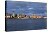 View to City of Liverpool from River Mersey, Liverpool, Merseyside, England, UK-Paul McMullin-Stretched Canvas