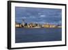 View to City of Liverpool from River Mersey, Liverpool, Merseyside, England, UK-Paul McMullin-Framed Photo