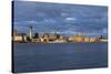 View to City of Liverpool from River Mersey, Liverpool, Merseyside, England, UK-Paul McMullin-Stretched Canvas