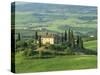 View to Farmhouse in Rolling Hills, Val D'Orcia, San Quirico D'Orcia, Tuscany, Italy, Europe-Tomlinson Ruth-Stretched Canvas