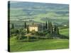 View to Farmhouse in Rolling Hills, Val D'Orcia, San Quirico D'Orcia, Tuscany, Italy, Europe-Tomlinson Ruth-Stretched Canvas