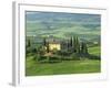 View to Farmhouse in Rolling Hills, Val D'Orcia, San Quirico D'Orcia, Tuscany, Italy, Europe-Tomlinson Ruth-Framed Photographic Print