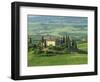 View to Farmhouse in Rolling Hills, Val D'Orcia, San Quirico D'Orcia, Tuscany, Italy, Europe-Tomlinson Ruth-Framed Photographic Print