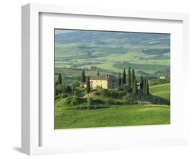 View to Farmhouse in Rolling Hills, Val D'Orcia, San Quirico D'Orcia, Tuscany, Italy, Europe-Tomlinson Ruth-Framed Photographic Print