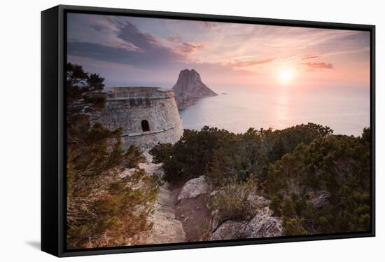 View to Isla De Es Vedra, Sunset, Ibiza, Spain-Steve Simon-Framed Stretched Canvas