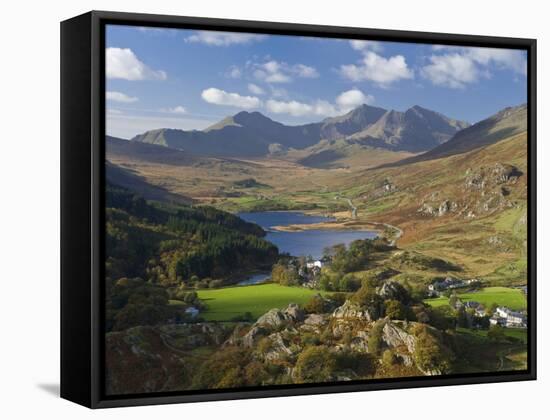 View to Llynnau Mymbyr and Mt Snowdon, North Wales-Peter Adams-Framed Stretched Canvas