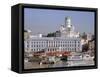 View to Market Square on Waterfront and Lutherian Cathedral, Helsinki, Finland, Scandinavia, Europe-Ken Gillham-Framed Stretched Canvas