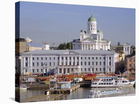 View to Market Square on Waterfront and Lutherian Cathedral, Helsinki, Finland, Scandinavia, Europe-Ken Gillham-Stretched Canvas