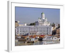 View to Market Square on Waterfront and Lutherian Cathedral, Helsinki, Finland, Scandinavia, Europe-Ken Gillham-Framed Photographic Print