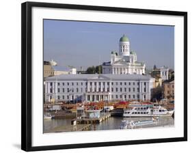 View to Market Square on Waterfront and Lutherian Cathedral, Helsinki, Finland, Scandinavia, Europe-Ken Gillham-Framed Photographic Print