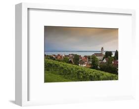 view to Meersburg with town church on the Lake of Constance, Baden-Wurttemberg, Germany-Michael Weber-Framed Photographic Print