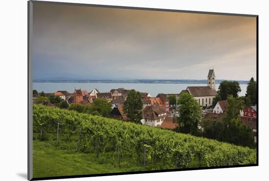 view to Meersburg with town church on the Lake of Constance, Baden-Wurttemberg, Germany-Michael Weber-Mounted Photographic Print