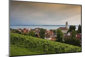 view to Meersburg with town church on the Lake of Constance, Baden-Wurttemberg, Germany-Michael Weber-Mounted Photographic Print