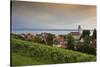 view to Meersburg with town church on the Lake of Constance, Baden-Wurttemberg, Germany-Michael Weber-Stretched Canvas