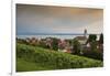 view to Meersburg with town church on the Lake of Constance, Baden-Wurttemberg, Germany-Michael Weber-Framed Photographic Print