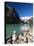 View to Mount Victoria Across the Emerald Waters of Lake Louise, Alberta, Canada-Ruth Tomlinson-Stretched Canvas