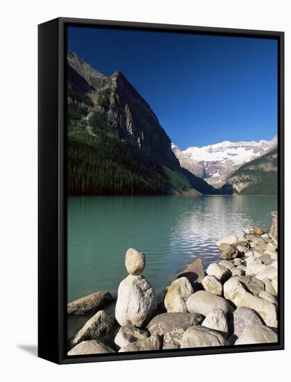 View to Mount Victoria Across the Emerald Waters of Lake Louise, Alberta, Canada-Ruth Tomlinson-Framed Stretched Canvas