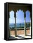 View to Sea Through Moorish Arches at Palacio De Valle, Cienfuegos, Cuba, West Indies-Lee Frost-Framed Stretched Canvas