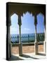 View to Sea Through Moorish Arches at Palacio De Valle, Cienfuegos, Cuba, West Indies-Lee Frost-Stretched Canvas