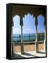 View to Sea Through Moorish Arches at Palacio De Valle, Cienfuegos, Cuba, West Indies-Lee Frost-Framed Stretched Canvas