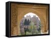 View to the Alhambra Through Arch in Gardens of the Generalife, Granada, Andalucia-Ruth Tomlinson-Framed Stretched Canvas