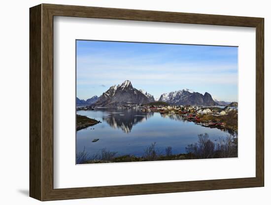 View to the Bay and the Fishing Village Reine, Lofoten-Stefan Sassenrath-Framed Photographic Print