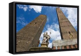 View to the Famous Asiinelli and Garisenda Towers in Bologna Italy.-Dmitry Chulov-Framed Stretched Canvas