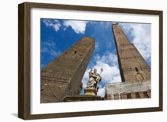 View to the Famous Asiinelli and Garisenda Towers in Bologna Italy.-Dmitry Chulov-Framed Photographic Print