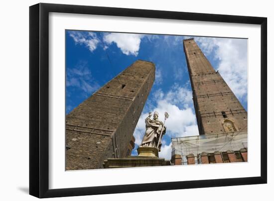 View to the Famous Asiinelli and Garisenda Towers in Bologna Italy.-Dmitry Chulov-Framed Photographic Print