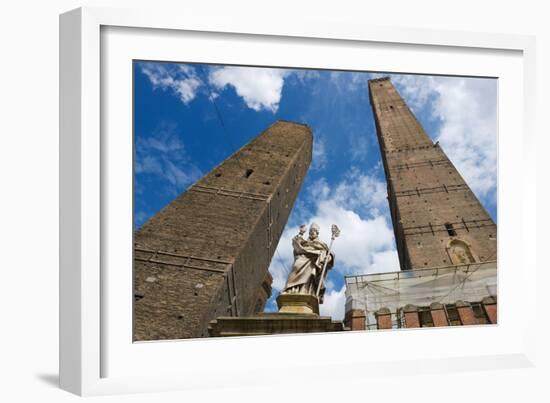 View to the Famous Asiinelli and Garisenda Towers in Bologna Italy.-Dmitry Chulov-Framed Photographic Print