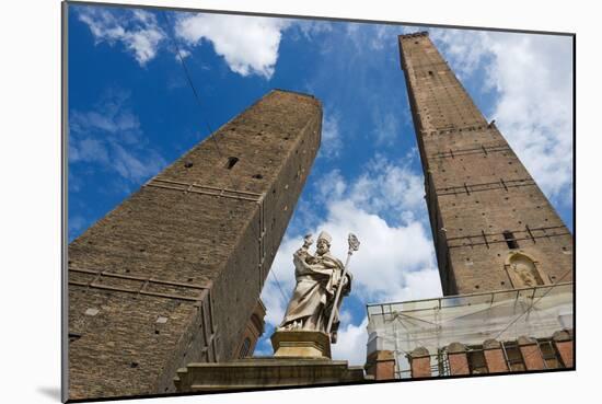 View to the Famous Asiinelli and Garisenda Towers in Bologna Italy.-Dmitry Chulov-Mounted Photographic Print