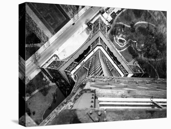 View to the Ground from the Heights of the Eiffel Tower-null-Stretched Canvas