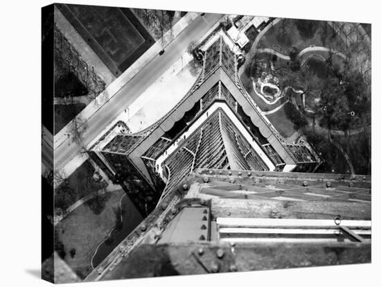 View to the Ground from the Heights of the Eiffel Tower-null-Stretched Canvas