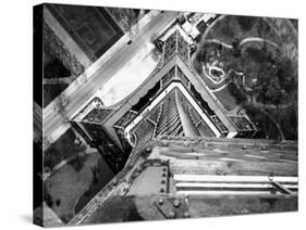 View to the Ground from the Heights of the Eiffel Tower-null-Stretched Canvas