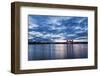 View to the illuminated castle Moritzburg, Saxony, in the early evening hours, blue hour with unusu-UtArt-Framed Photographic Print