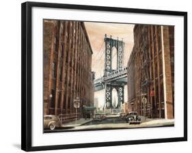 View to the Manhattan Bridge-Matthew Daniels-Framed Art Print