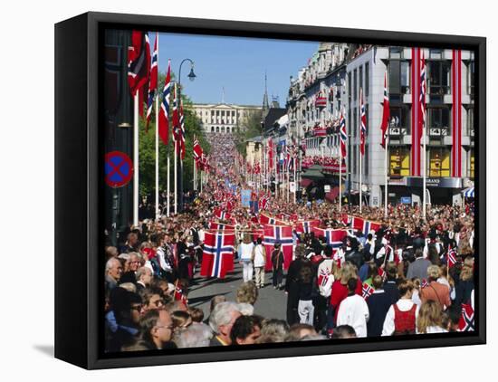 View to the Royal Palace, Norwegian National Day (17th May) Oslo, Norway, Scandinavia, Europe-Gavin Hellier-Framed Stretched Canvas