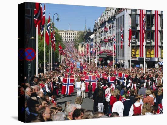View to the Royal Palace, Norwegian National Day (17th May) Oslo, Norway, Scandinavia, Europe-Gavin Hellier-Stretched Canvas