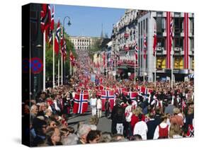 View to the Royal Palace, Norwegian National Day (17th May) Oslo, Norway, Scandinavia, Europe-Gavin Hellier-Stretched Canvas