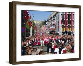 View to the Royal Palace, Norwegian National Day (17th May) Oslo, Norway, Scandinavia, Europe-Gavin Hellier-Framed Photographic Print