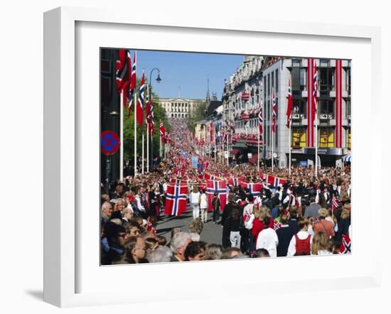 View to the Royal Palace, Norwegian National Day (17th May) Oslo, Norway, Scandinavia, Europe-Gavin Hellier-Framed Photographic Print