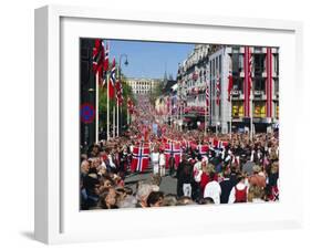 View to the Royal Palace, Norwegian National Day (17th May) Oslo, Norway, Scandinavia, Europe-Gavin Hellier-Framed Photographic Print